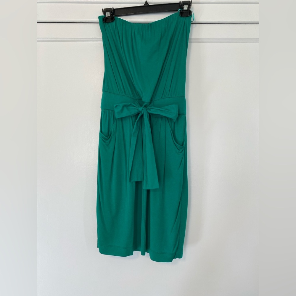 Mango Strapless Green Dress